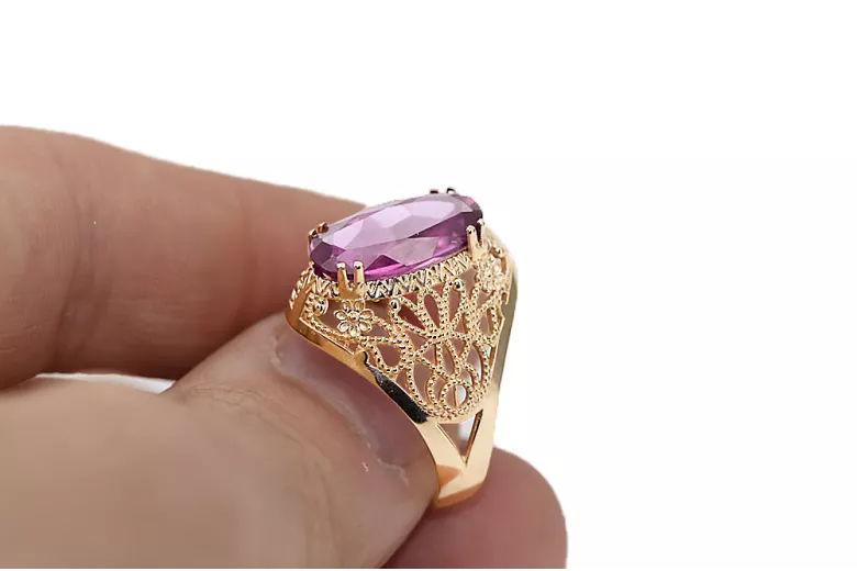 Anillo Artesanía vintage Amatista Oro amarillo de 14 quilates vrc074y